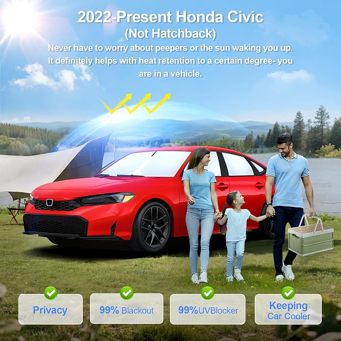 8pcs Car Window Shades for Honda Civic2022-Present Accessories, Windshield Side - Image 2