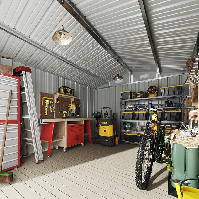 Aoxun 10x10 FT Outdoor Storage Shed Garden Metal Shed - Image 3