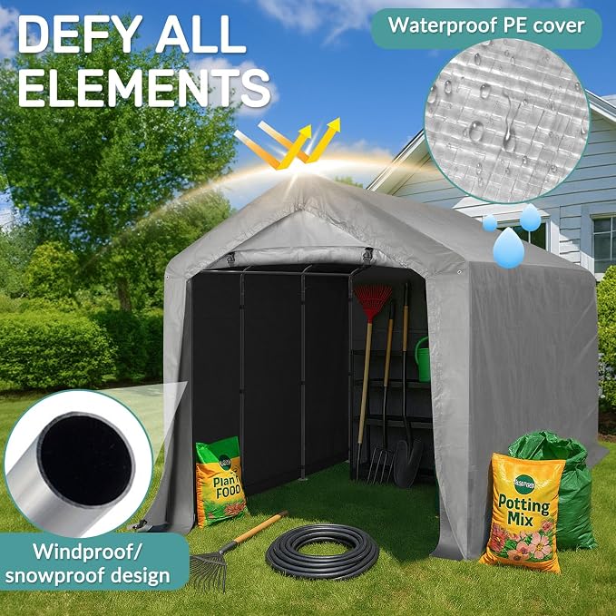 Outvita Outdoor Portable Storage Shed Tent, 8x12 ft Waterproof Carport - Image 3
