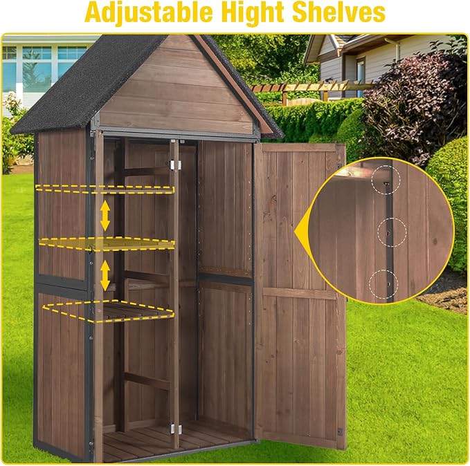 Outdoor Storage Shed, Vertical Wooden Tool Shed - Image 4