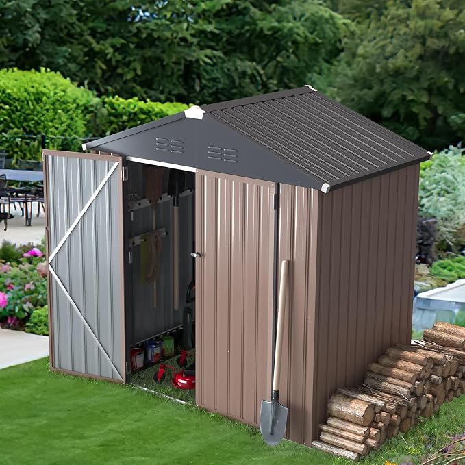 AECOJOY 6' x 4' Storage Shed, Metal Sheds & Outdoor Storage Clearance, Utility - Image 2