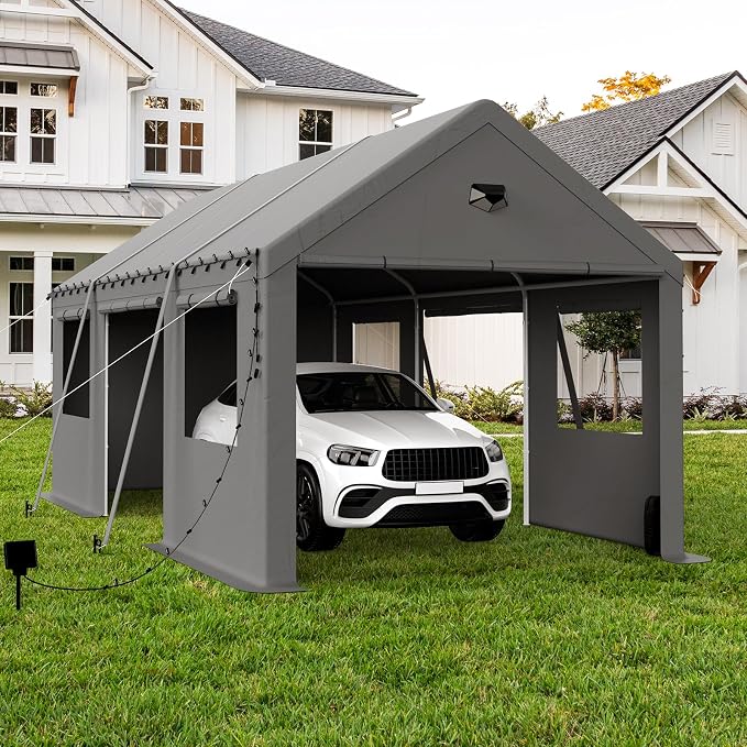 10x20 Carport, Heavy Duty Carport Canopy Garage by BENASS