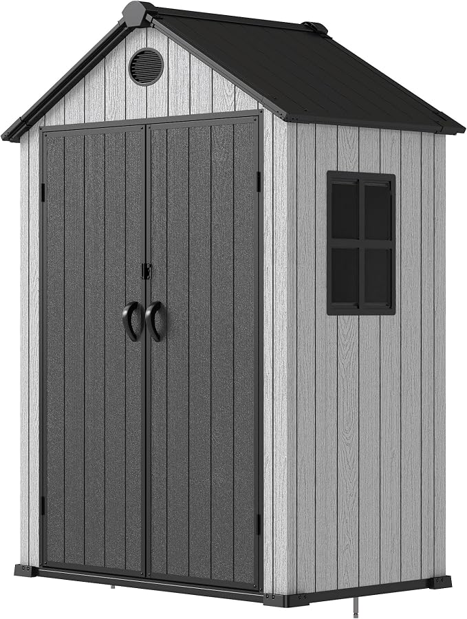 5.3x3.4 FT Resin Outdoor Storage Shed, 135 Cuft Garden Tool Sheds & Outdoor - Image 8