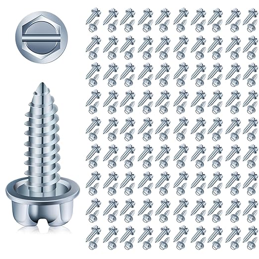 【Upgraded】 100 Pcs License Plate Mounting Screws by JMREOIMS