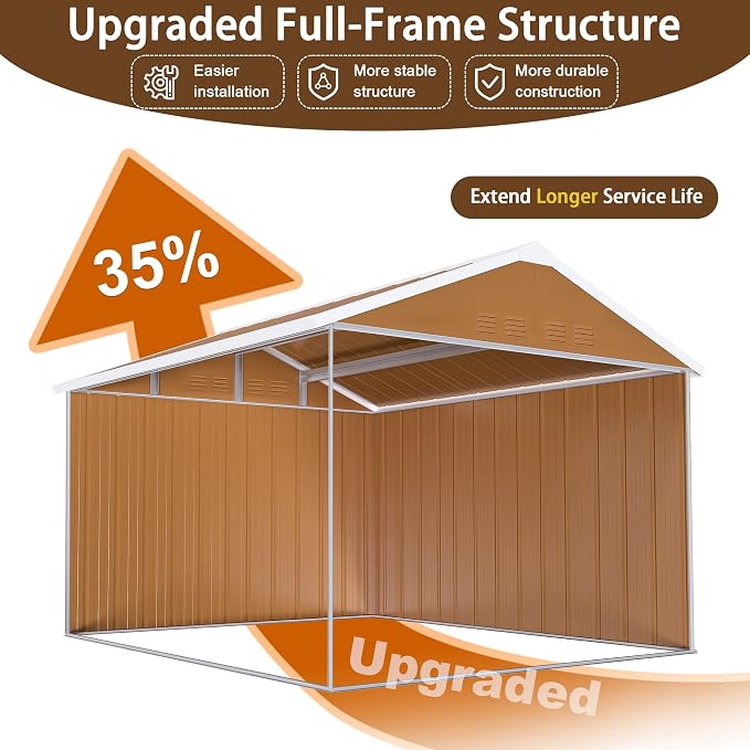 10 x 8 FT Outdoor Storage Shed, Metal Garden Tool Shed - Image 7