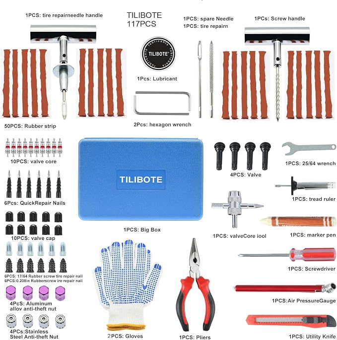 Tire Repair Kit, with Universal Tire Patch Kit to Plug Flats - Image 2