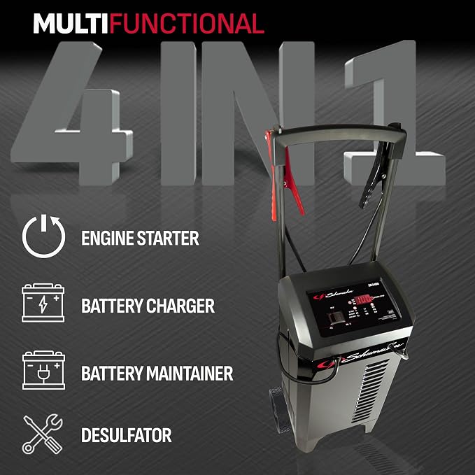 Schumacher Electric Wheeled Battery Charger and Engine Starter, Fully Automatic - Image 2