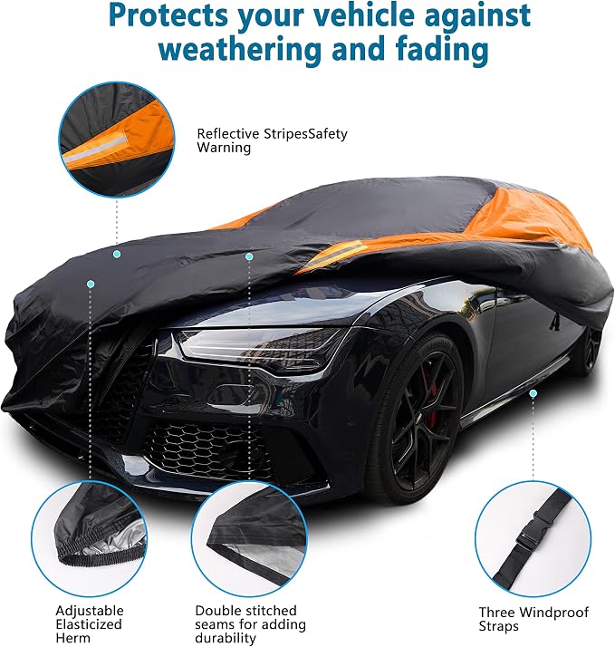 MORNYRAY Waterproof Car Cover All Weather Snowproof UV Protection Windproof - Image 2