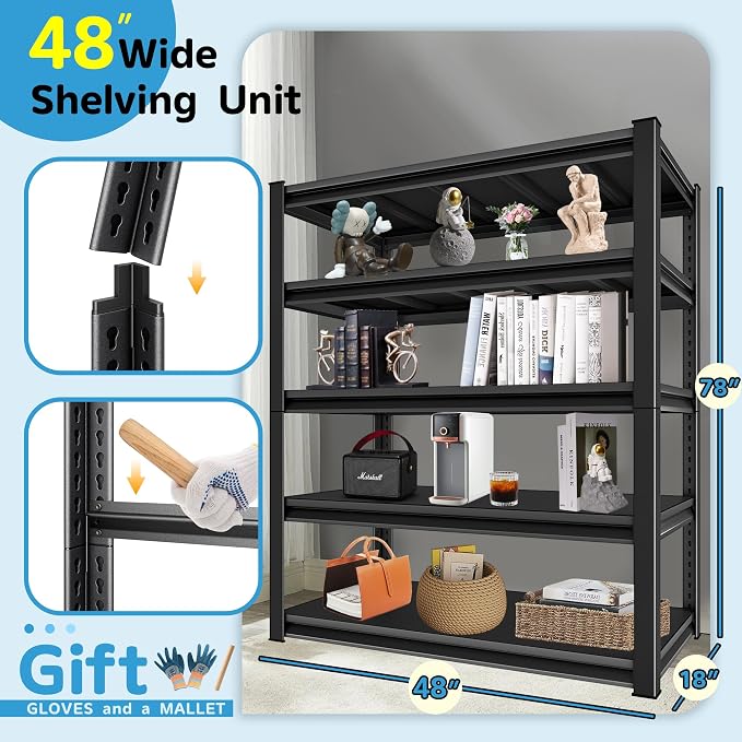 2750LBS Garage Storage Shelves Heavy Duty, 5-Tier Garage Shelving Heavy Duty - Image 3