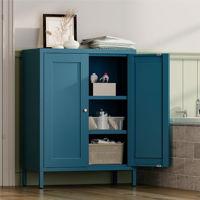 Metal Bathroom Storage Cabinet, Bathroom Floor Storage Cabinet - Image 3