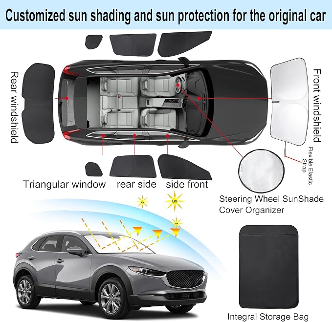 TINGLU Window Shades for Mazda CX-30 2019-2024 2025 Accessories Car Side Full - Image 3