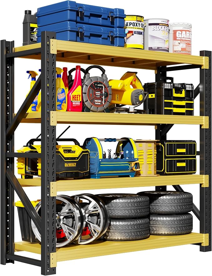 Garage Shelving Unit, 4 Tier Heavy Duty Racks, Easy Assembly, Metal Racks by Pokoke