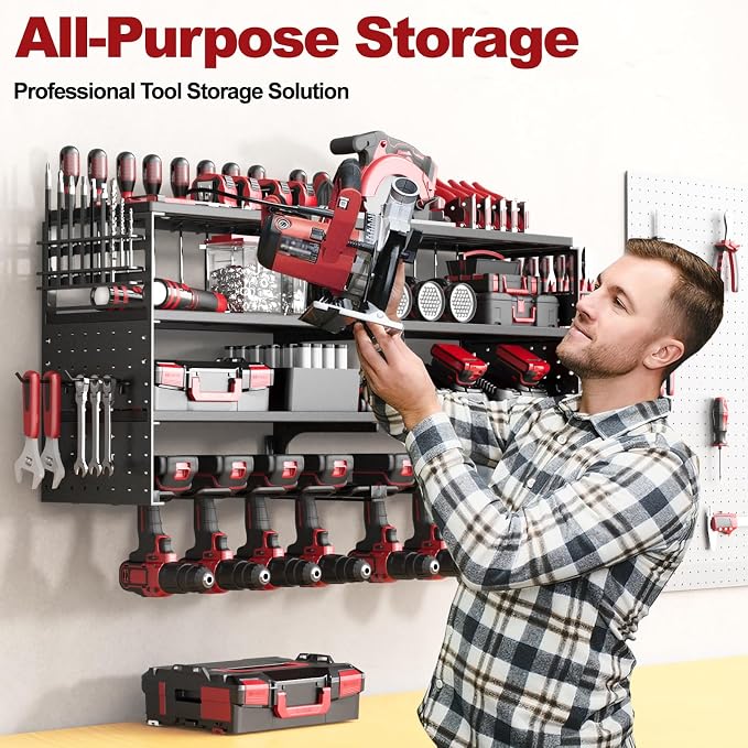 Power Tool Organizer Wall Mount, 4 Tier Tool Storage Rack - Image 7