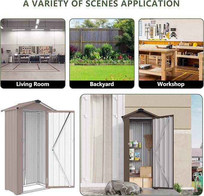 2.5x1.4 FT Outdoor Storage Shed, Small Metal Garden Shed - Image 6