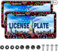 Car License Plate Frame Multicolor License Plate Frames Hippies Peace Flower by Unknown