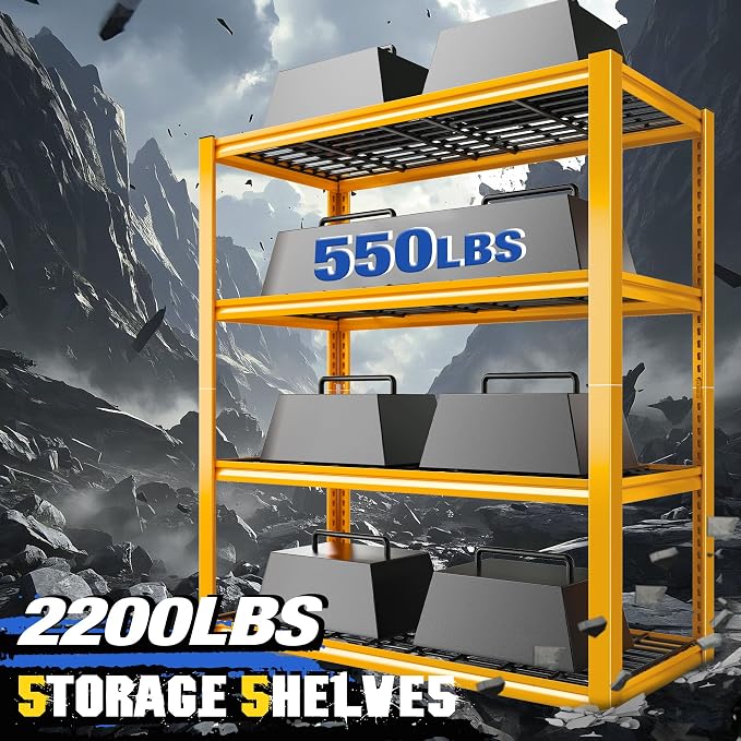 REIBII 40" W Garage Shelving Heavy Duty Metal Shelving 2200LBS Storage Shelves - Image 6