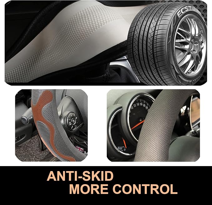 PINCTROT D Shaped Comfy Grip Steering Wheel Cover, Anti-Slip Design, Flat - Image 5
