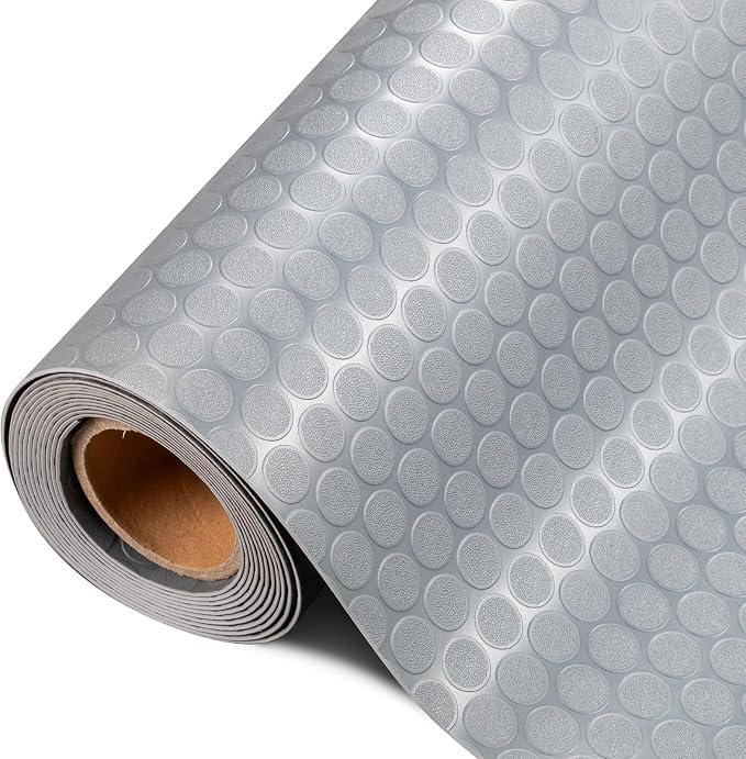 TUFFIOM 7.5x17 FT Garage Floor Mat, Coin Plate Sheet PVC Roll by TUFFIOM