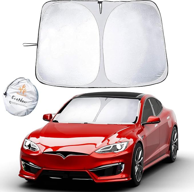 EcoNour Tesla Model S Windshield Sun Shade | Durable 240T Polyester Material by EcoNour