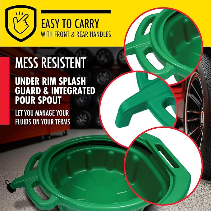 LUMAX Green 3.75 Gallon Plastic Oil Drain Pan - Image 4