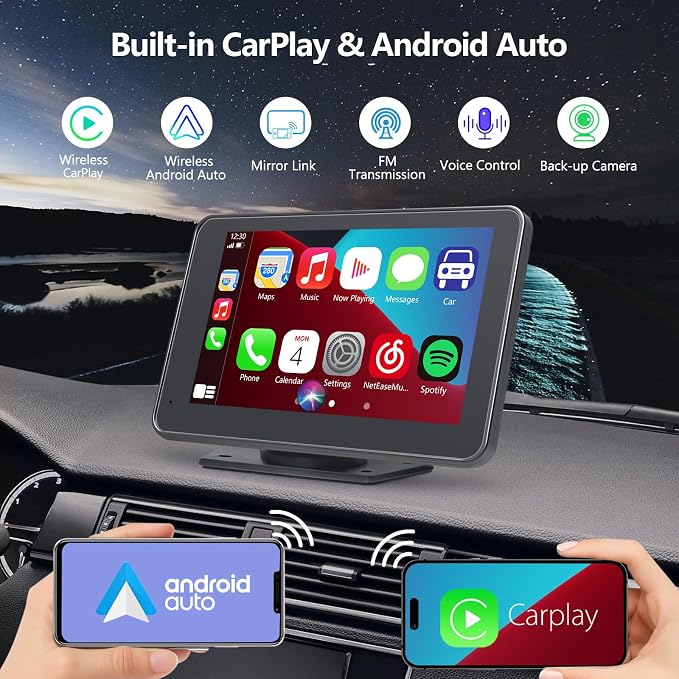 Wireless Car Stereo with Apple CarPlay/Android Auto, Portable Touch Screen Car - Image 2