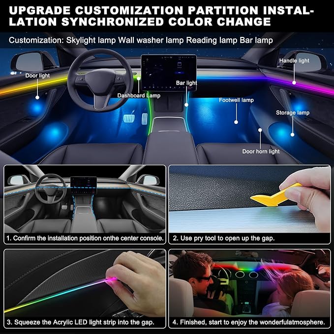 Dreamcolor Acrylic Interior Car LED Strip Light - Image 6