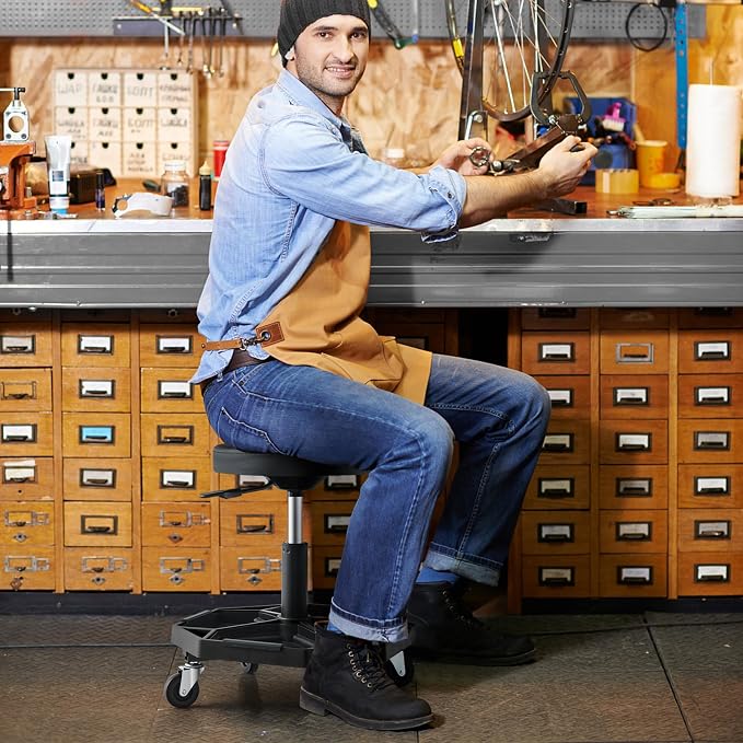Goplus Mechanic Stool, Rolling Garage Chair - Image 9