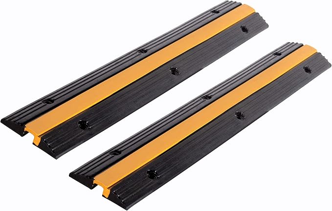 2 Pack Rubber Cable Ramp Hose Cable Protector Ramp 1 Channel 11000Lbs Load by F+COME