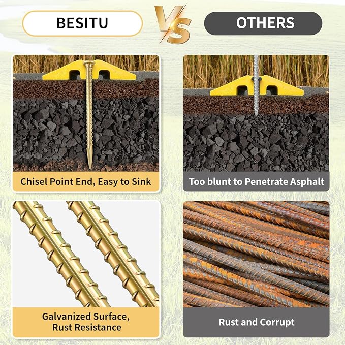 16 Inch Rebar Stakes 1/2 Inch Diameter Galvanized Steel Ground Anchors Heavy - Image 3