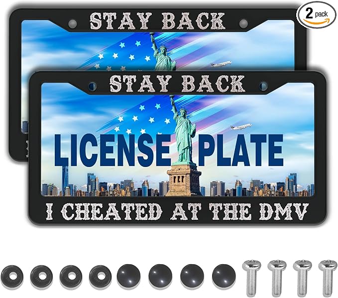 License Plate Frames Black and White License Plate Frame Holder Stay Back I by Unknown