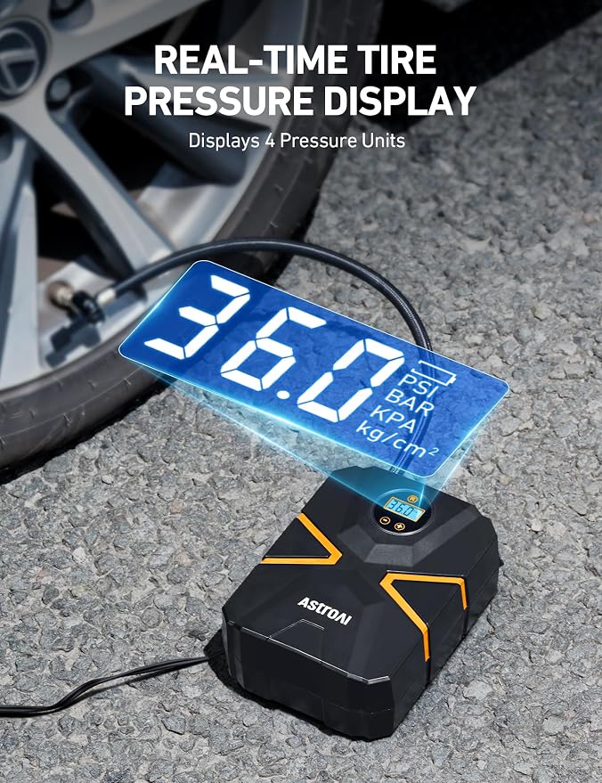AstroAI S1 Tire Inflator Portable Air Compressor 12V DC, Digital Car Tire Pump - Image 2
