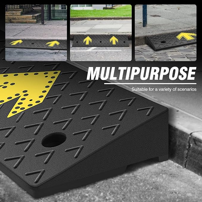 DNA MOTORING 2pcs 4.5" Rise Rubber Arrow Curb Ramp Heavy Duty Loading Threshold - Image 7