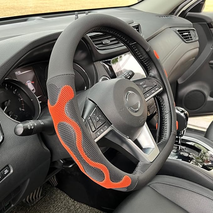 PINCTROT D Shaped Comfy Grip Steering Wheel Cover, Anti-Slip Design, Flat by PINCTROT