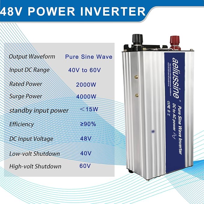 2000W Pure Sine Wave Inverter-48V DC to 110V 120V AC Power Converter - Image 4