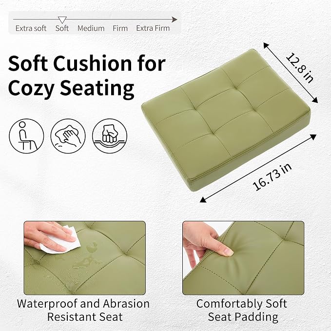 Adjustable Work Stool with Wheels Faux Leather Workbench Stool - Image 3