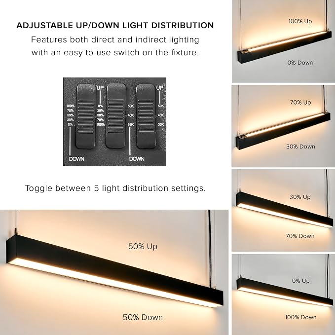 Maxxima 4 ft. LED Black Linear Light, Up and Down Adjustable Light Output - Image 4