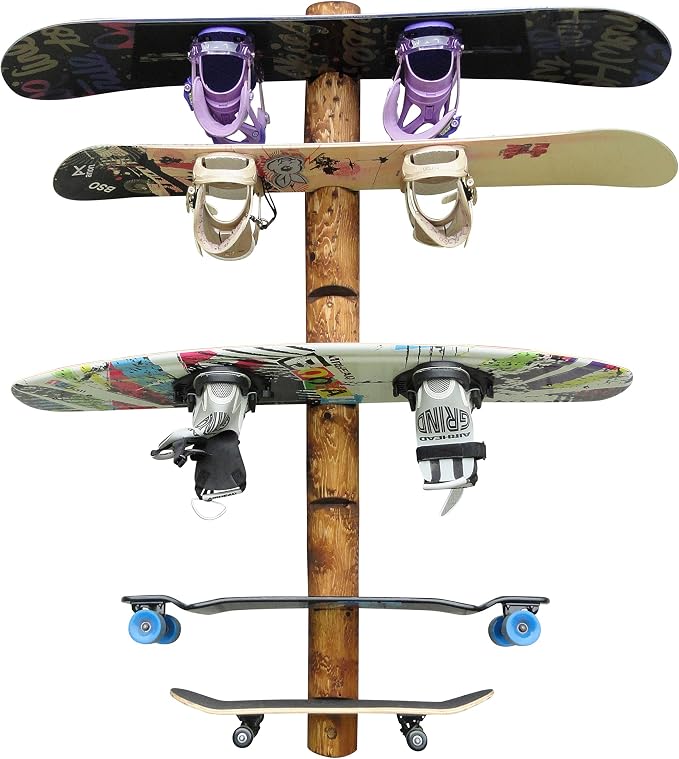 7-Place Wall-Mounted Snowboard Log Rack, Wakeboard Racks, Skateboard Holder - Image 4