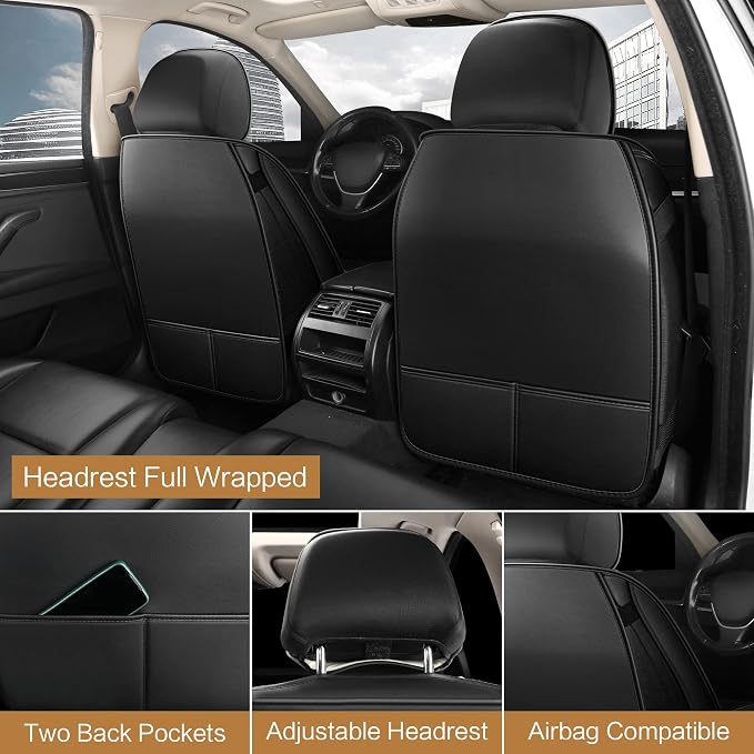 Pariitadin Leather Car Seat Covers Full Set, Waterproof Faux Leather Seat Covers - Image 3