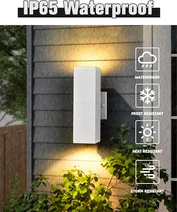 Ken & Ricky Outdoor Wall Sconces, Modern Up and Down Outdoor Light Fixture - Image 2
