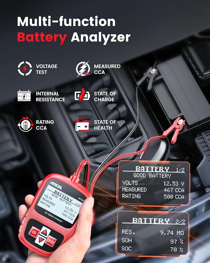 ANCEL BST200 Car Battery Tester 12V Automotive, 100-1100 CCA Battery Load - Image 3