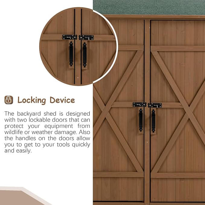 56" L x 19.5" W x 64" H Tall Outdoor Wooden Storage Shed - Image 5