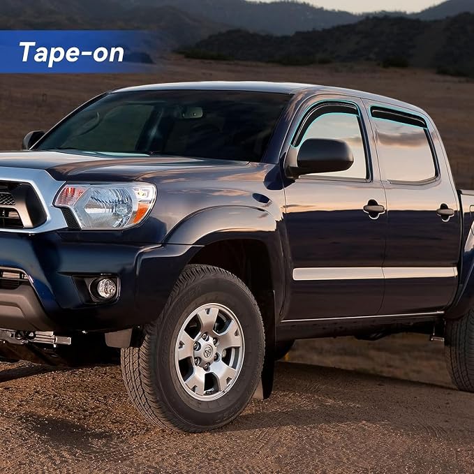 Window Visors Rain Guards for 2005-2015 Toyota Tacoma Double Cab, Out-Channel - Image 4