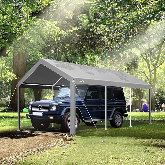 COBIZI Carport 10x20ft Heavy Duty Portable Garage, 2.0 Powder Coated Frame - Image 2