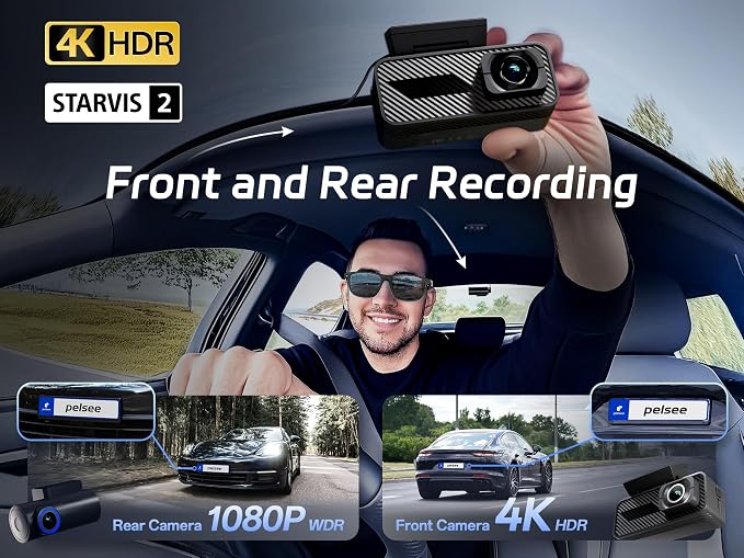 Pelsee P1 Pro Dash Cam Front and Rear, STARVIS 2 Sensor, 4K Dual Dash Camera - Image 2