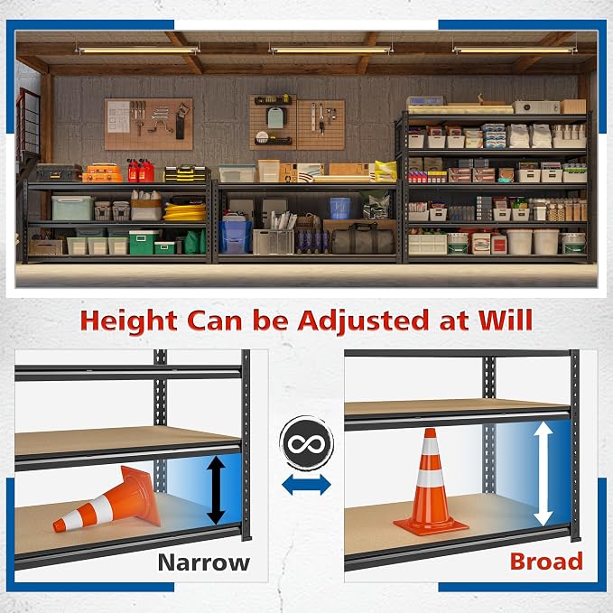 59.8" W Garage Shelving 72" H Storage Shelves 2750LBS Metal Shelving Heavy Duty - Image 5