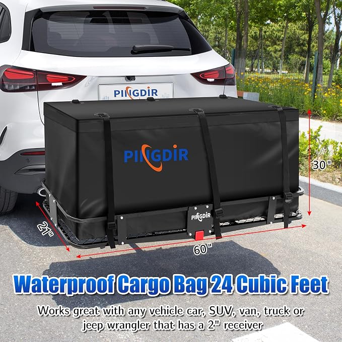 Folding Hitch Mount Cargo Carrier Hitch Rack Basket 60"*21.5"*6" Hauling Weight - Image 6