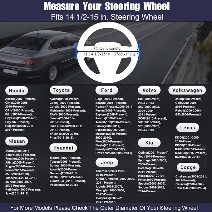 Steering Wheel Cover Standard Size Medium 14.5-15 inch, Breathable Microfiber - Image 5