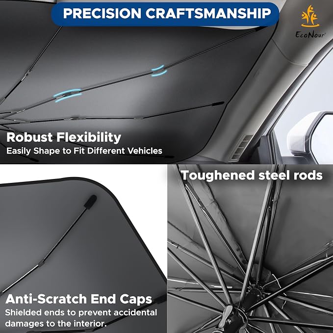 EcoNour Adjustable Car Windshield Umbrella Sun Shade | Foldable UV Protection - Image 4