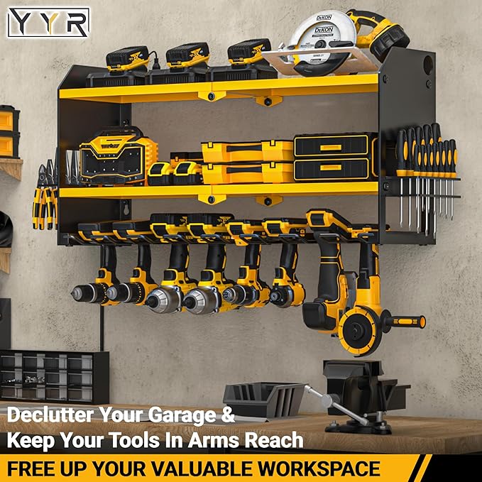 YYR Power Tool Organizer with Charging Station Wall Mount, Cordless Drill and - Image 8