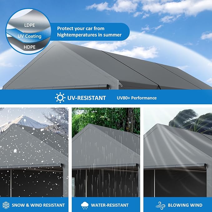 Polar Aurora 13x25 FT Carport, Carport Canopy, Heavy Duty Car Port - Image 6
